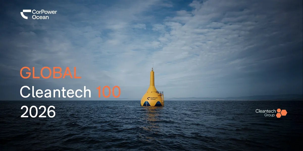 CorPower Ocean wave energy buoy in open sea – awarded Global Cleantech 100 2026